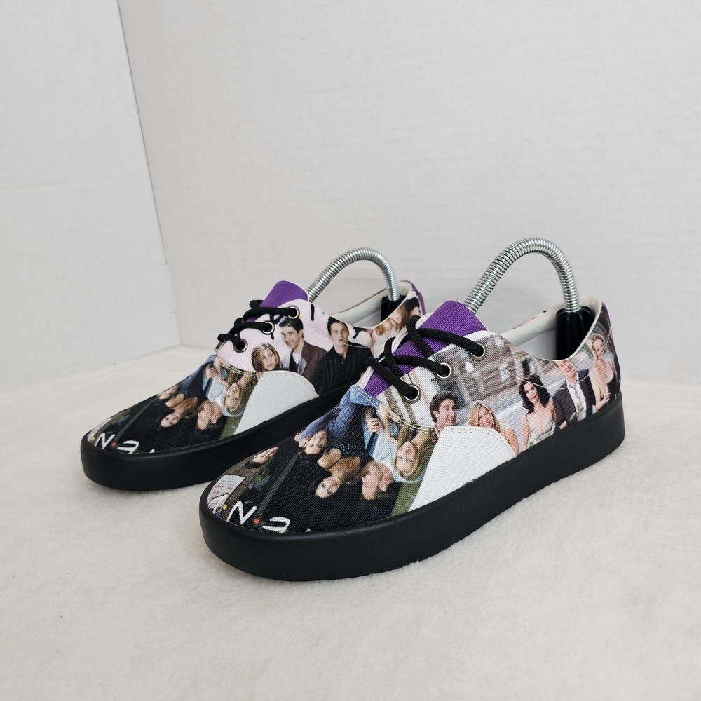 MADE Friends TV Show Print Platform Sneakers Canvas Shoes Black Women's Size 8